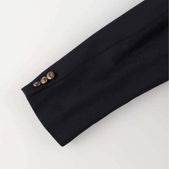 Saint John Men's Double-Breasted Peak Lapel Navy Blazer, Size L wool navy blue type Vintage Second Hand