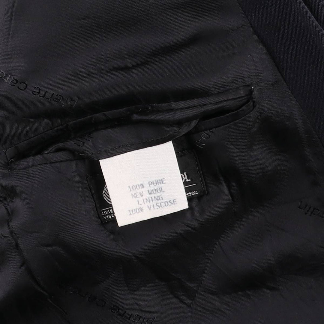Pierre Cardin peak lapel double-breasted wool tailored jacket, made in England, men's size L wool navy blue type Vintage Second Hand