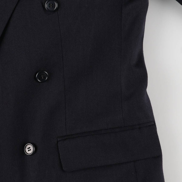 Pierre Cardin peak lapel double-breasted wool tailored jacket, made in England, men's size L wool navy blue type Vintage Second Hand