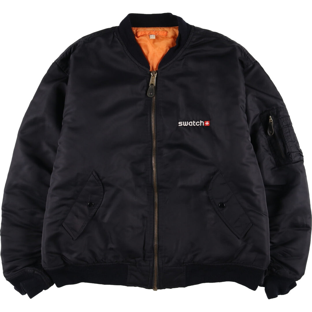 Civilian MA-1 style padded military flight jacket, EEE.LARGE, equivalent to men's L Nylon black type Vintage Second Hand