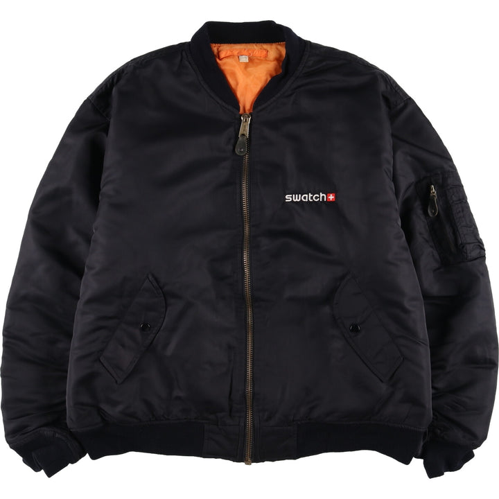 Civilian MA-1 style padded military flight jacket, EEE.LARGE, equivalent to men's L Nylon black type Vintage Second Hand