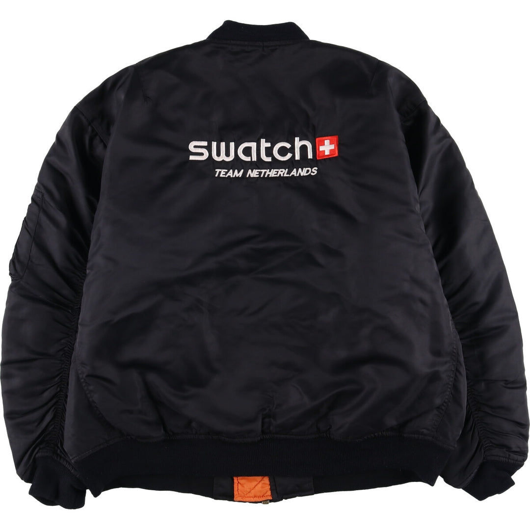 Civilian MA-1 style padded military flight jacket, EEE.LARGE, equivalent to men's L Nylon black type Vintage Second Hand