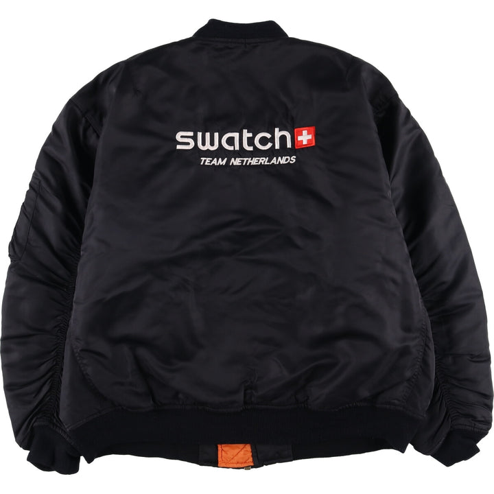 Civilian MA-1 style padded military flight jacket, EEE.LARGE, equivalent to men's L Nylon black type Vintage Second Hand