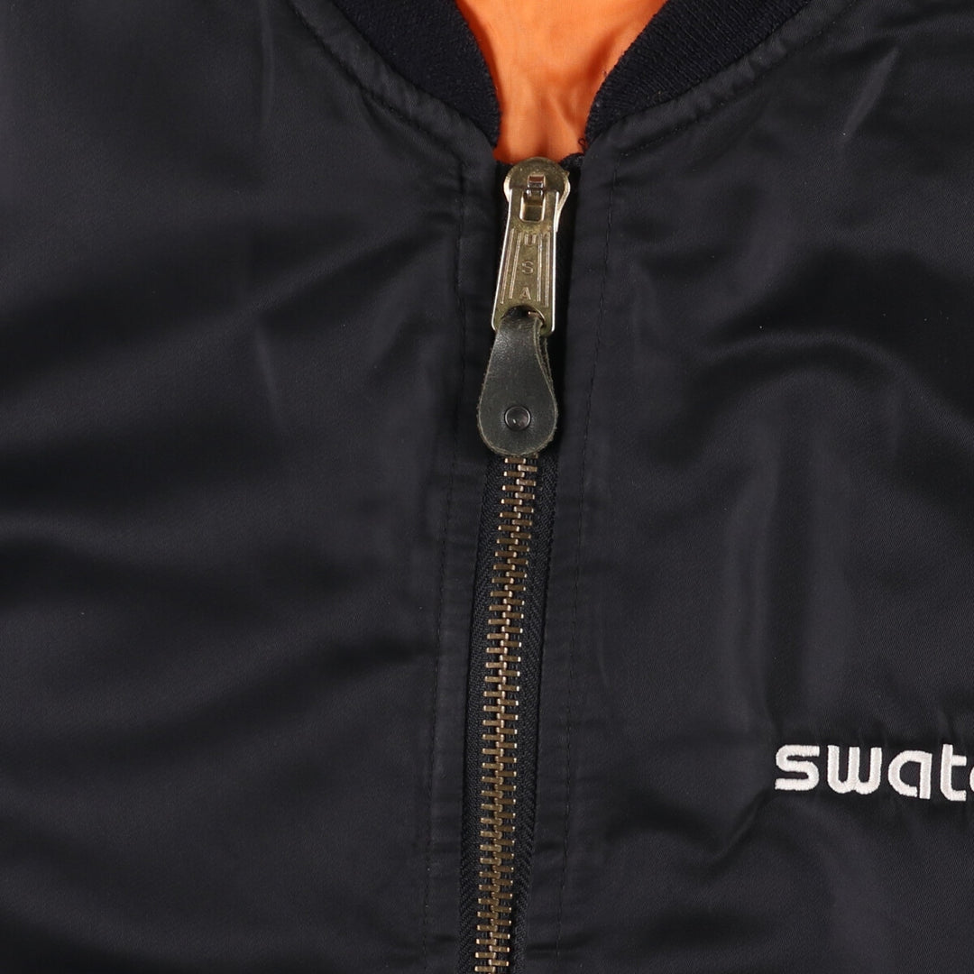 Civilian MA-1 style padded military flight jacket, EEE.LARGE, equivalent to men's L Nylon black type Vintage Second Hand