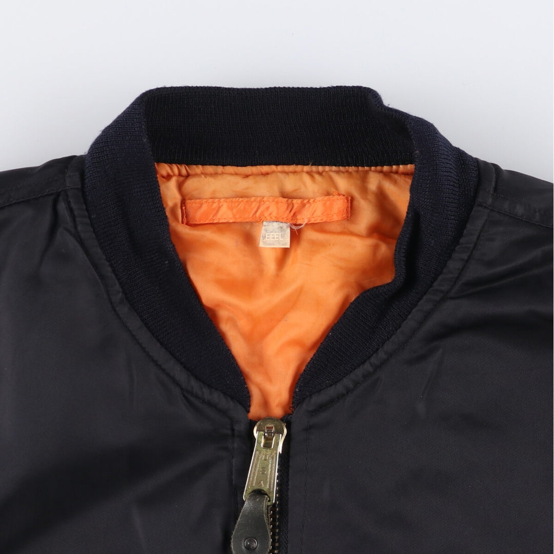 Civilian MA-1 style padded military flight jacket, EEE.LARGE, equivalent to men's L Nylon black type Vintage Second Hand