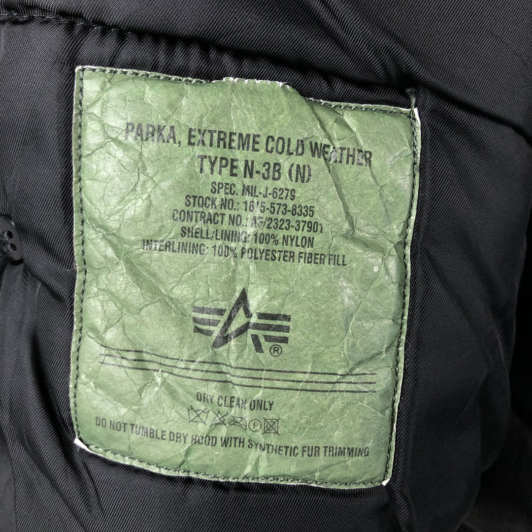 Alpha N-3B Type Padded Military Flight Jacket, Men's Size Small Nylon black type Vintage Second Hand