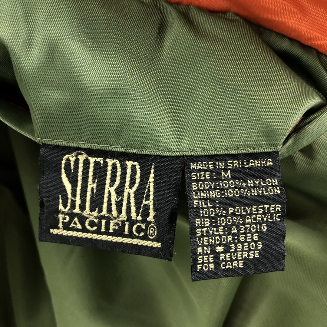Civilian SIERRA PACIFIC MA-1 style military flight jacket, men's size M, vintage Nylon Khaki type Vintage Second Hand