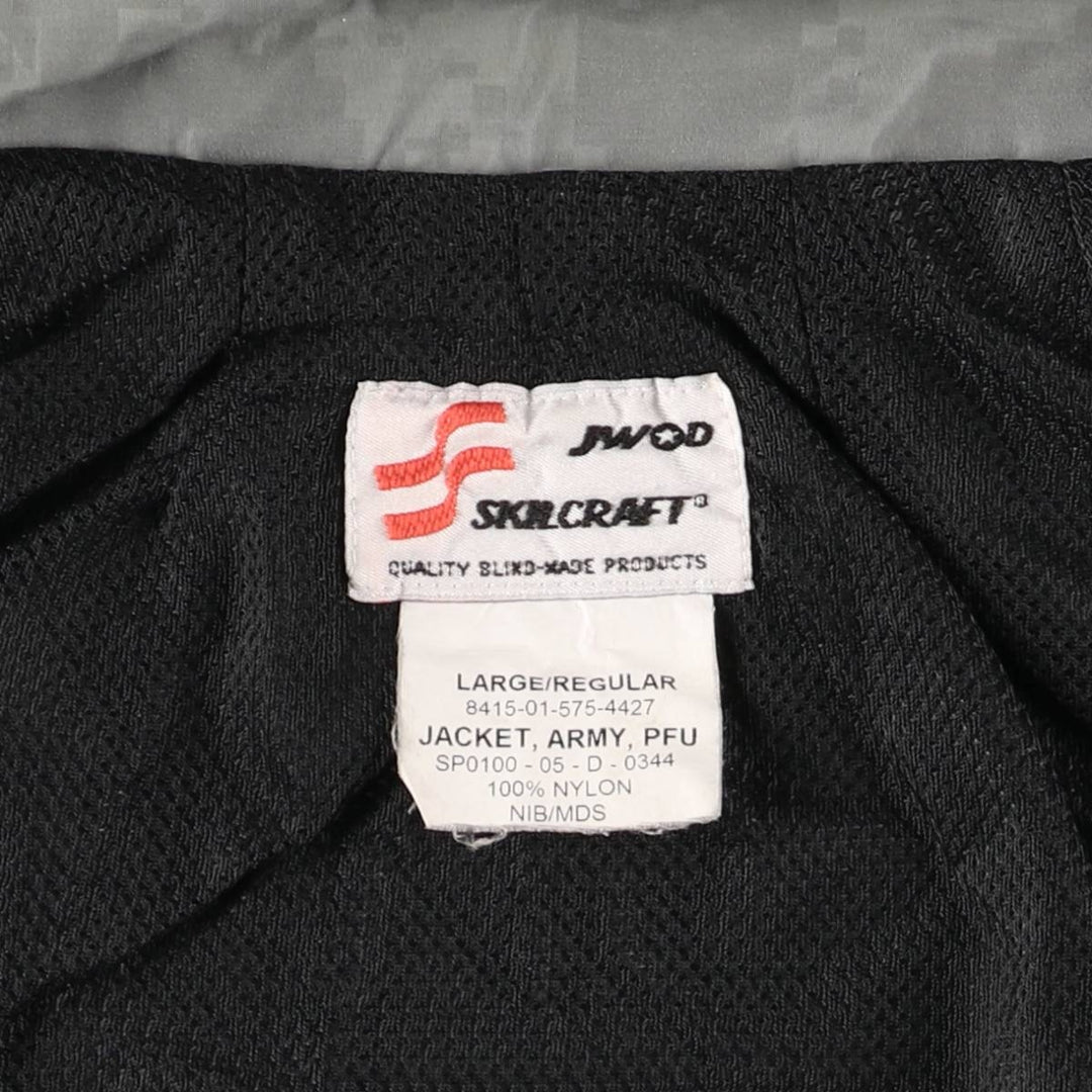 Authentic 2000'S US Army Skilcraft PFU ACU Training Jacket, Digital Camo, Nylon Jacket, Men's Size L Nylon gray type Vintage Second Hand