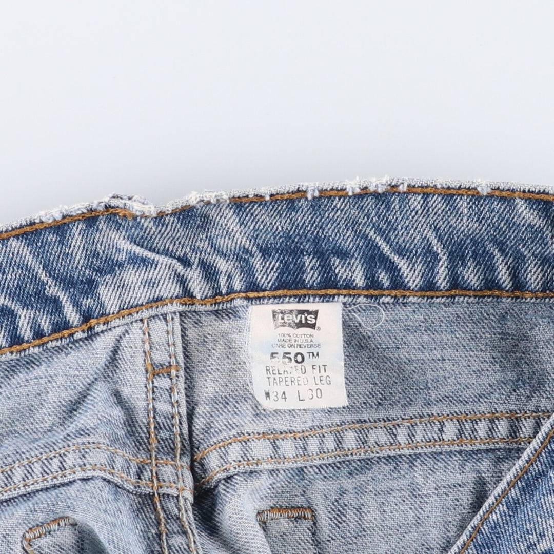 90'S Levi's 550-4891 Relaxed Fit Tapered Leg Denim Pants, Made in USA, Men's, Size 35, Vintage cotton blue type Vintage Second Hand