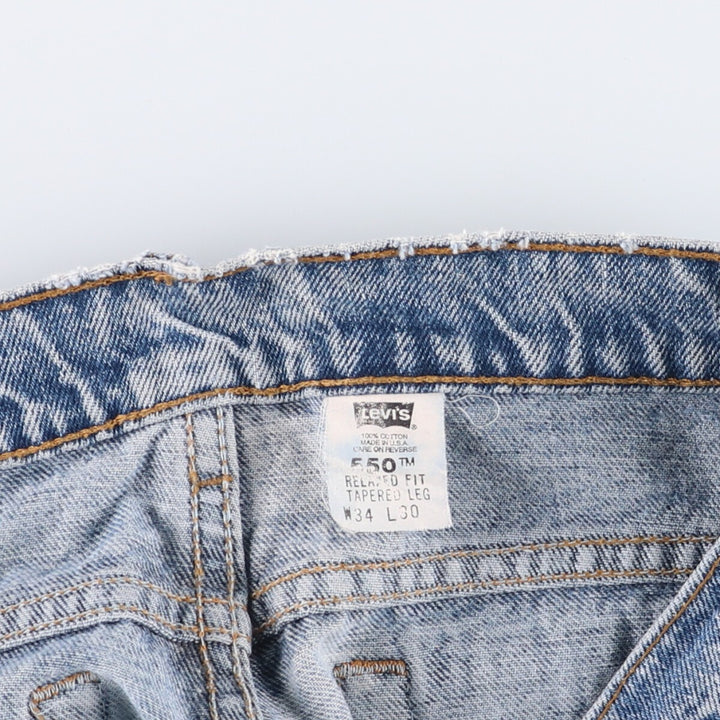 90'S Levi's 550-4891 Relaxed Fit Tapered Leg Denim Pants, Made in USA, Men's, Size 35, Vintage cotton blue type Vintage Second Hand
