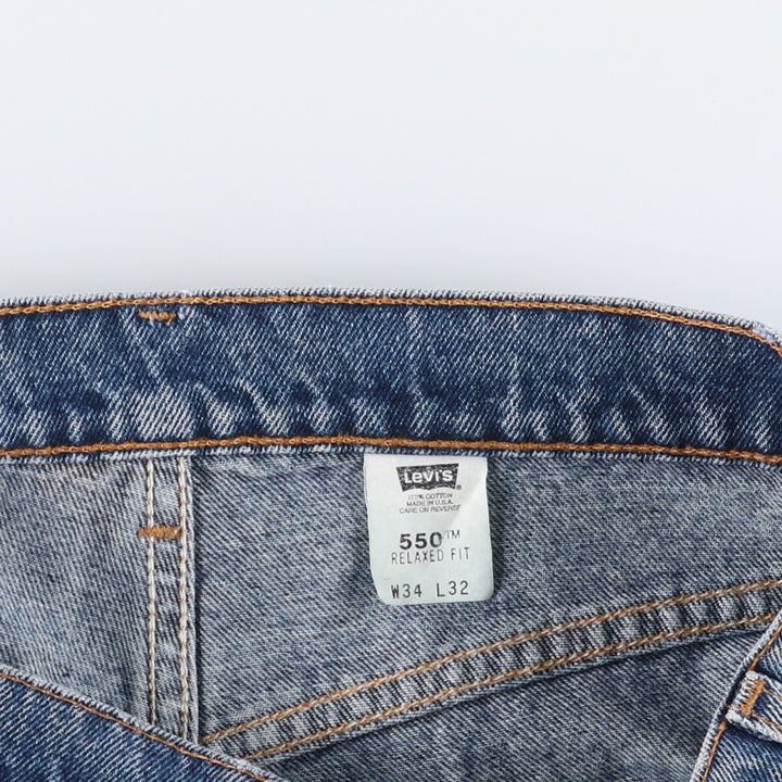 90'S Levi's 40550-0310 Relaxed Fit Tapered Denim Pants with Orange Tab, Made in USA, Men's Size 34, Vintage cotton blue type Vintage Second Hand