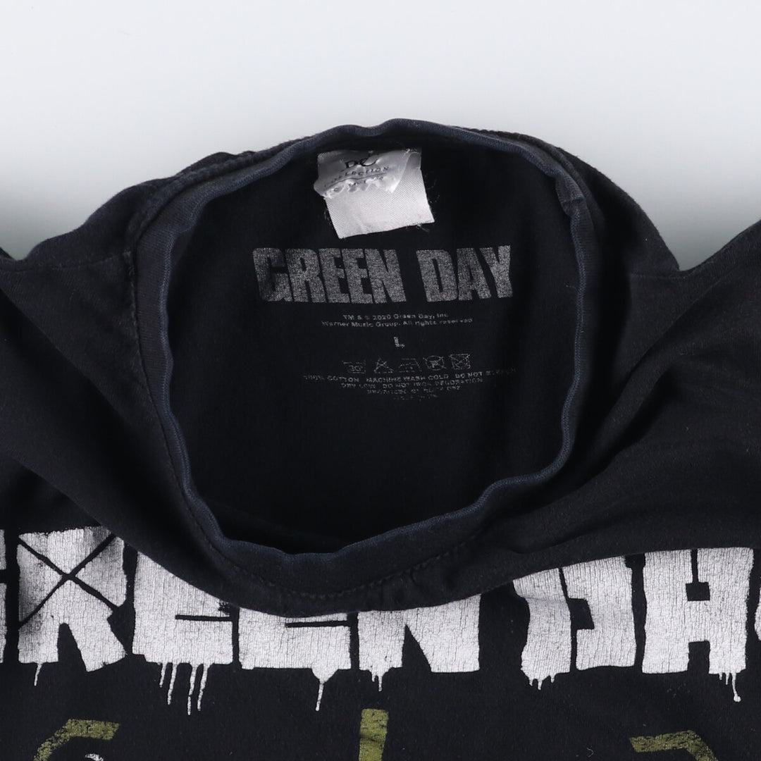 GREEN DAY Green Day Band T-shirt Band T Men's L size cotton black type Vintage Second Hand