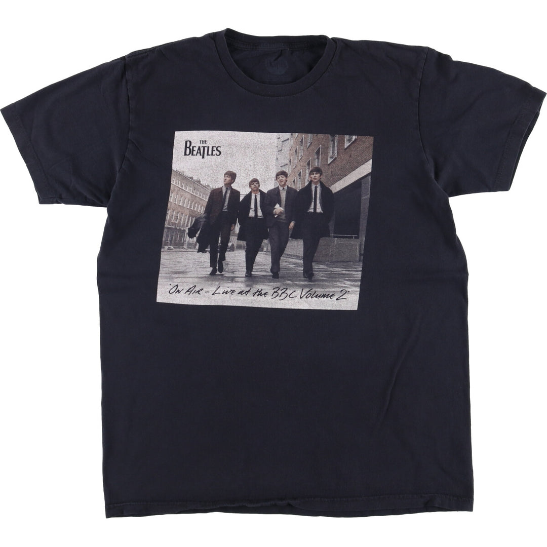 THE BEATLES Band T-shirt, Men's L size cotton black type Vintage Second Hand