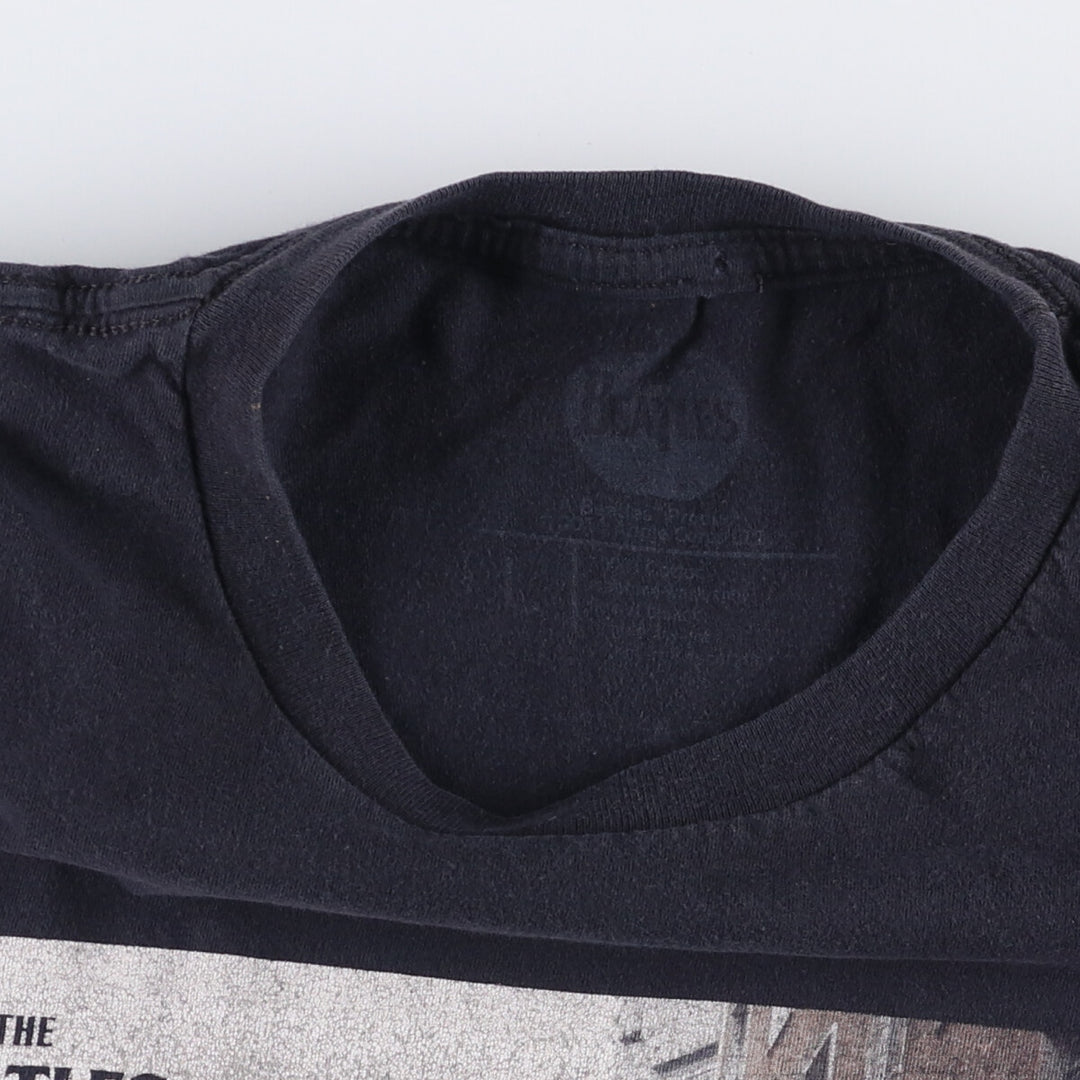 THE BEATLES Band T-shirt, Men's L size cotton black type Vintage Second Hand