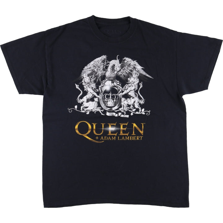 QUEEN Print Band T-Shirt, Men's Size L cotton black type Vintage Second Hand