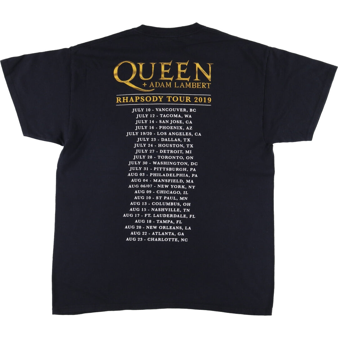 QUEEN Print Band T-Shirt, Men's Size L cotton black type Vintage Second Hand