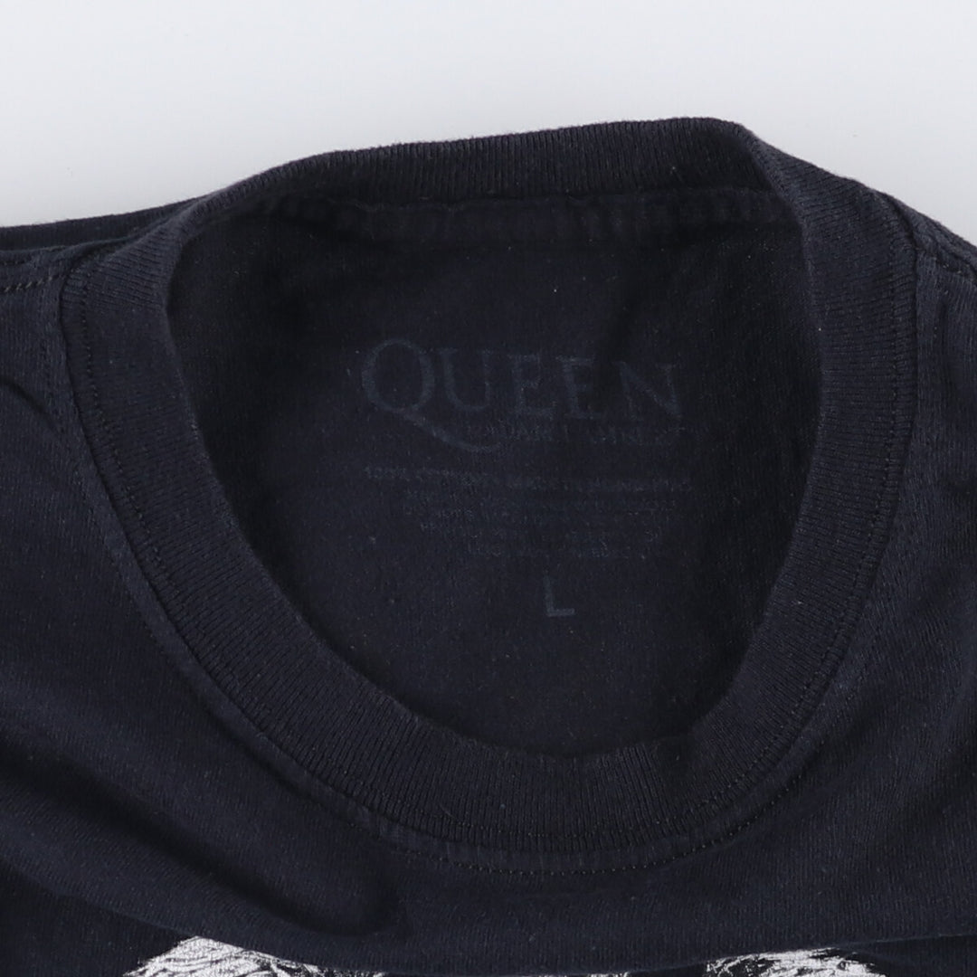 QUEEN Print Band T-Shirt, Men's Size L cotton black type Vintage Second Hand