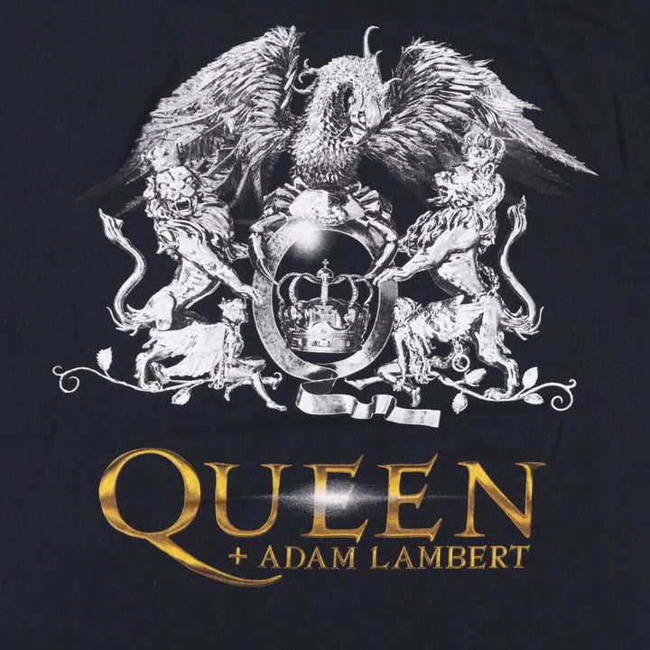 QUEEN Print Band T-Shirt, Men's Size L cotton black type Vintage Second Hand