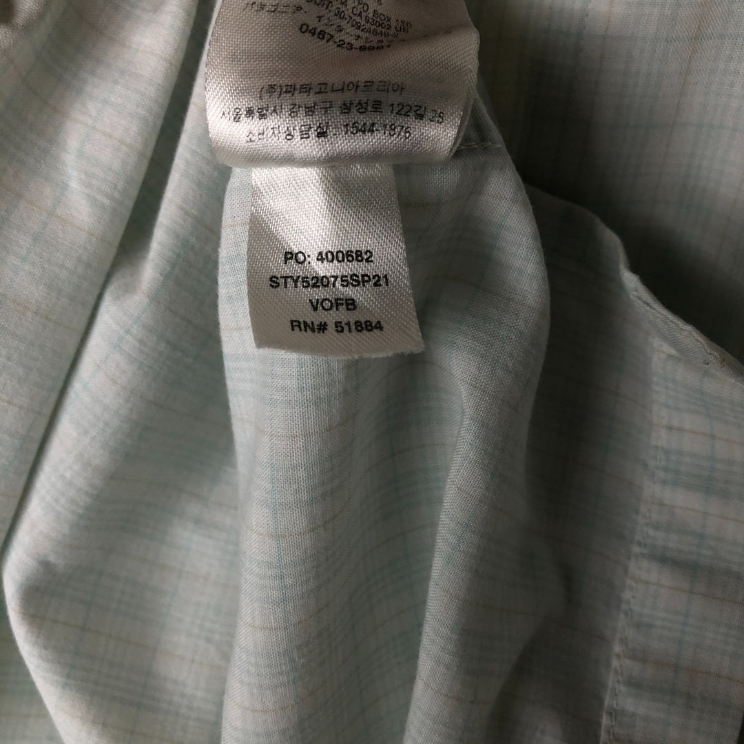 Patagonia 52075 SP21 Short Sleeve Check Shirt, Men's Size L, Boxy Shirt Organic cotton Blue type light blue Vintage Second Hand