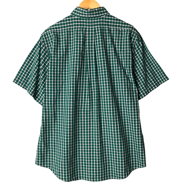Brooks Brothers REGENT Short Sleeve Button-Down Check Shirt, Men's Size L cotton green type Vintage Second Hand