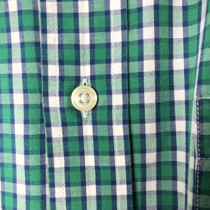 Brooks Brothers REGENT Short Sleeve Button-Down Check Shirt, Men's Size L cotton green type Vintage Second Hand