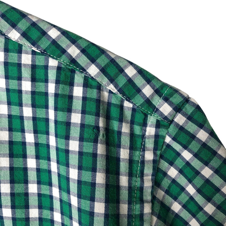 Brooks Brothers REGENT Short Sleeve Button-Down Check Shirt, Men's Size L cotton green type Vintage Second Hand
