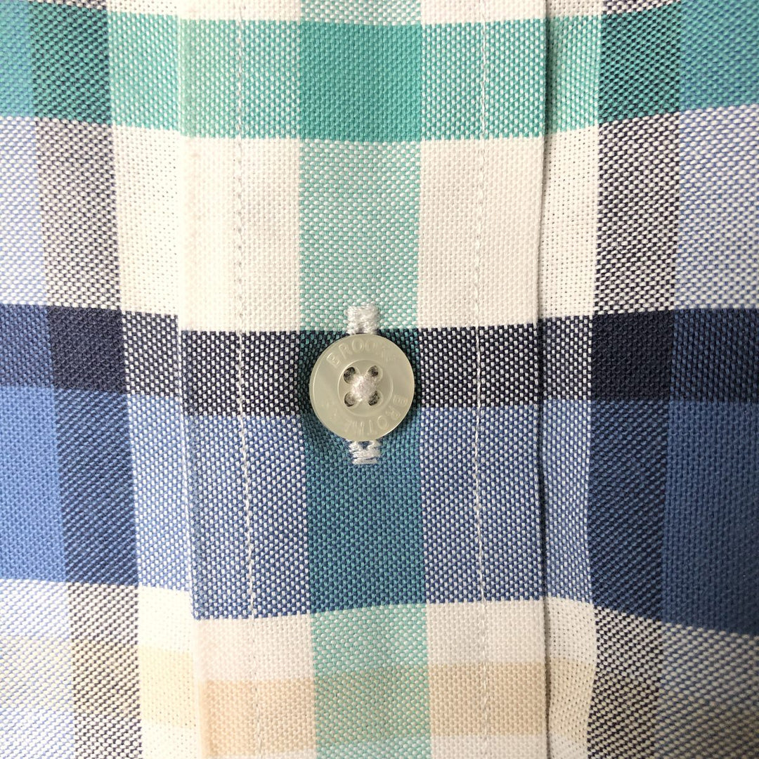 Brooks Brothers REGENT Short Sleeve Button-Down Check Shirt, Men's Size Medium cotton blue type Vintage Second Hand