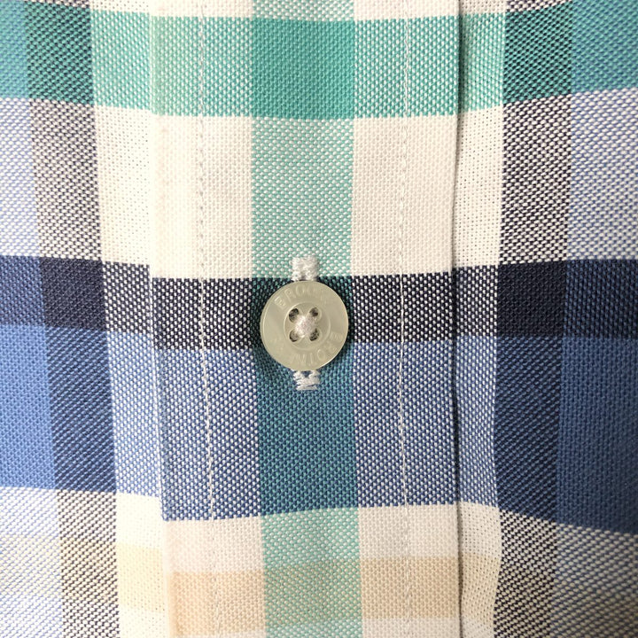 Brooks Brothers REGENT Short Sleeve Button-Down Check Shirt, Men's Size Medium cotton blue type Vintage Second Hand