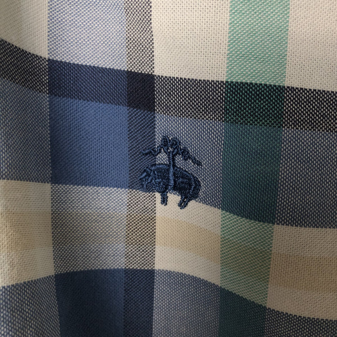 Brooks Brothers REGENT Short Sleeve Button-Down Check Shirt, Men's Size Medium cotton blue type Vintage Second Hand