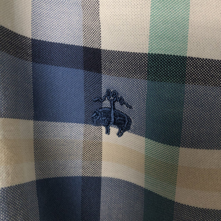 Brooks Brothers REGENT Short Sleeve Button-Down Check Shirt, Men's Size Medium cotton blue type Vintage Second Hand