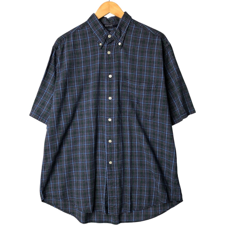 Vintage 90'S Nautica Seersucker Short Sleeve Button-Down Check Shirt, Men's Size L cotton navy blue type Vintage Second Hand