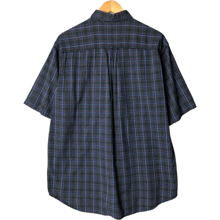 Vintage 90'S Nautica Seersucker Short Sleeve Button-Down Check Shirt, Men's Size L cotton navy blue type Vintage Second Hand