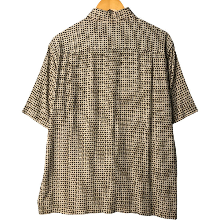 Liz Claiborne all-over print short-sleeved rayon box shirt, men's size L Rayon Beige type Vintage Second Hand
