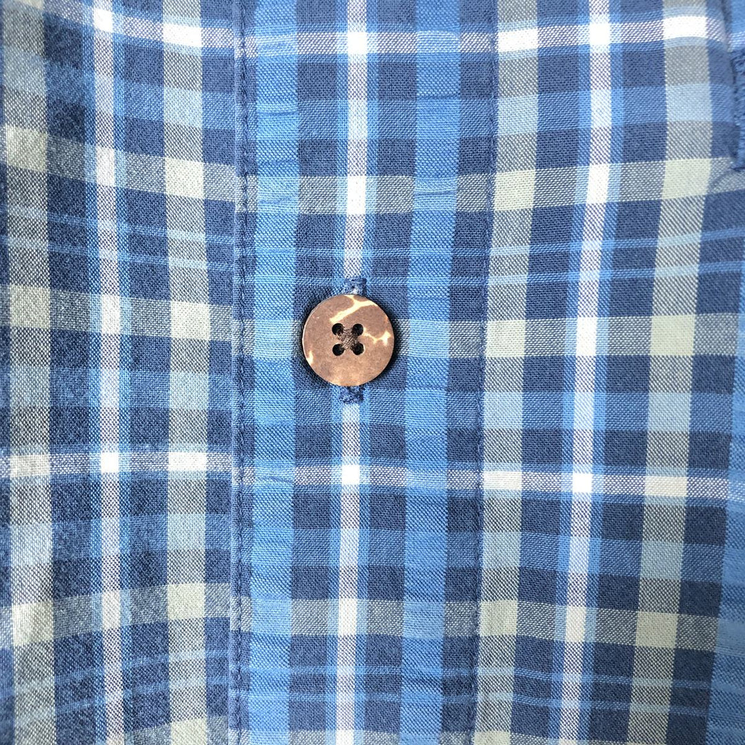 LLBean Short Sleeve Cotton Check Shirt, Men's Size XL cotton blue type Vintage Second Hand