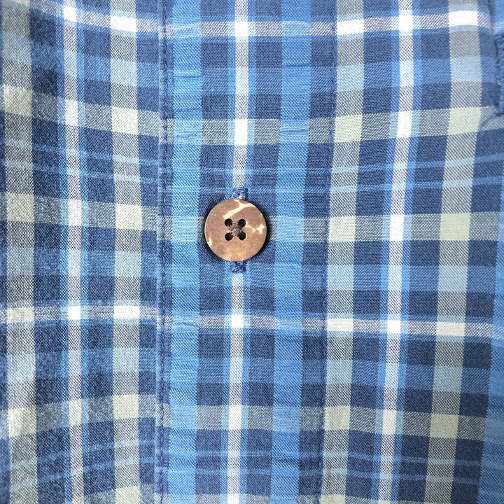 LLBean Short Sleeve Cotton Check Shirt, Men's Size XL cotton blue type Vintage Second Hand