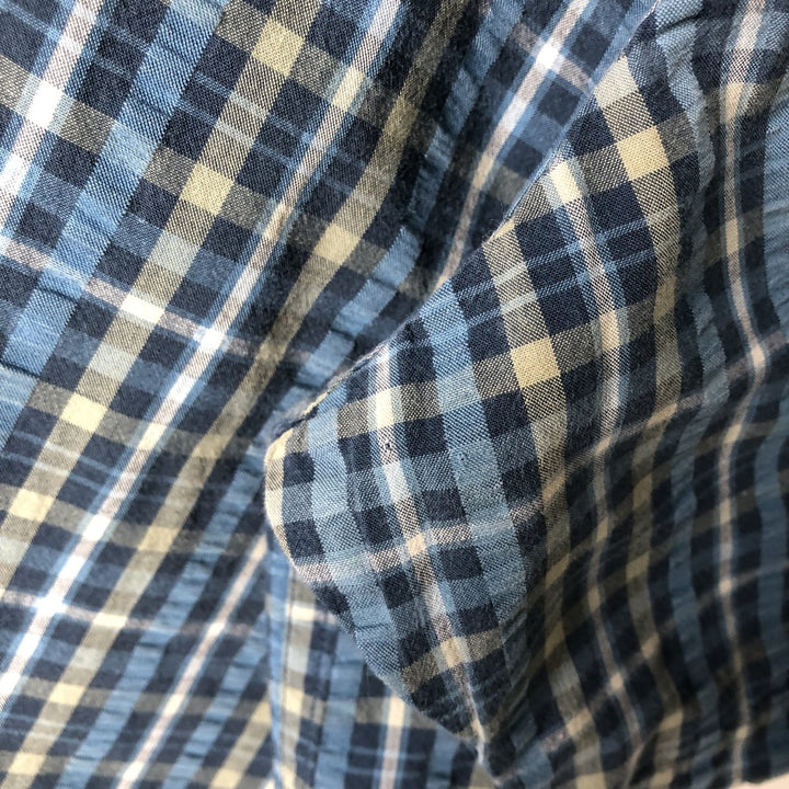 LLBean Short Sleeve Cotton Check Shirt, Men's Size XL cotton blue type Vintage Second Hand