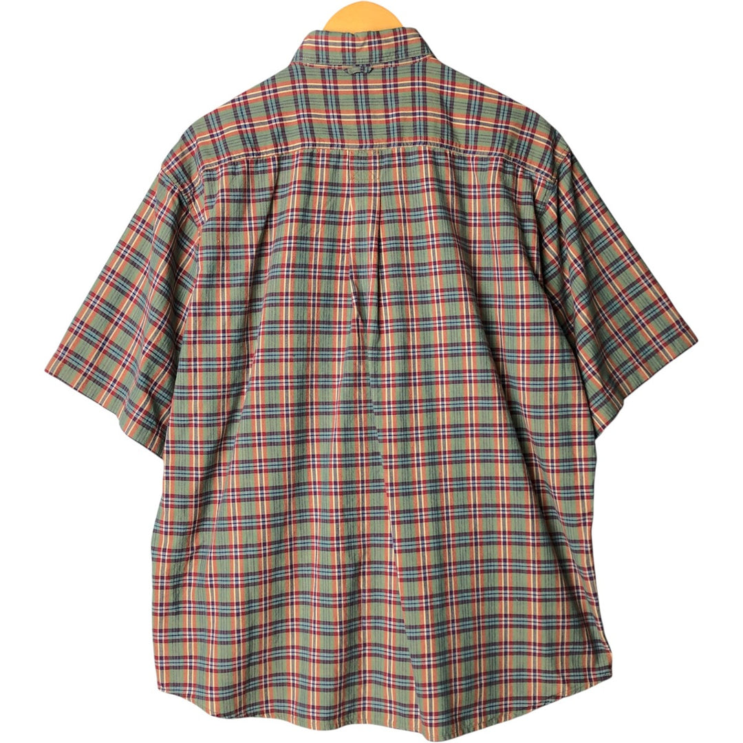90'S Vintage Timberland WEATHERGEAR Short Sleeve Button-Down Check Shirt, Men's XL cotton green type Vintage Second Hand