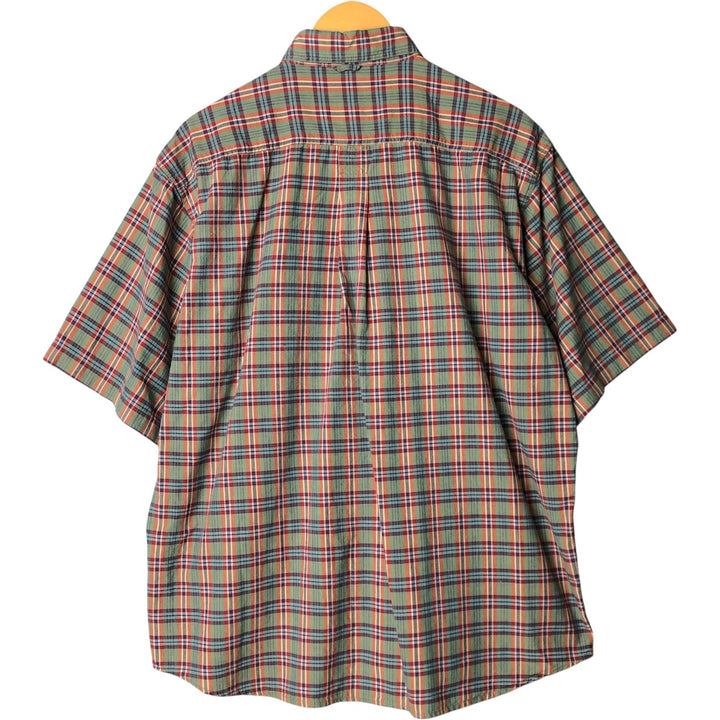 90'S Vintage Timberland WEATHERGEAR Short Sleeve Button-Down Check Shirt, Men's XL cotton green type Vintage Second Hand