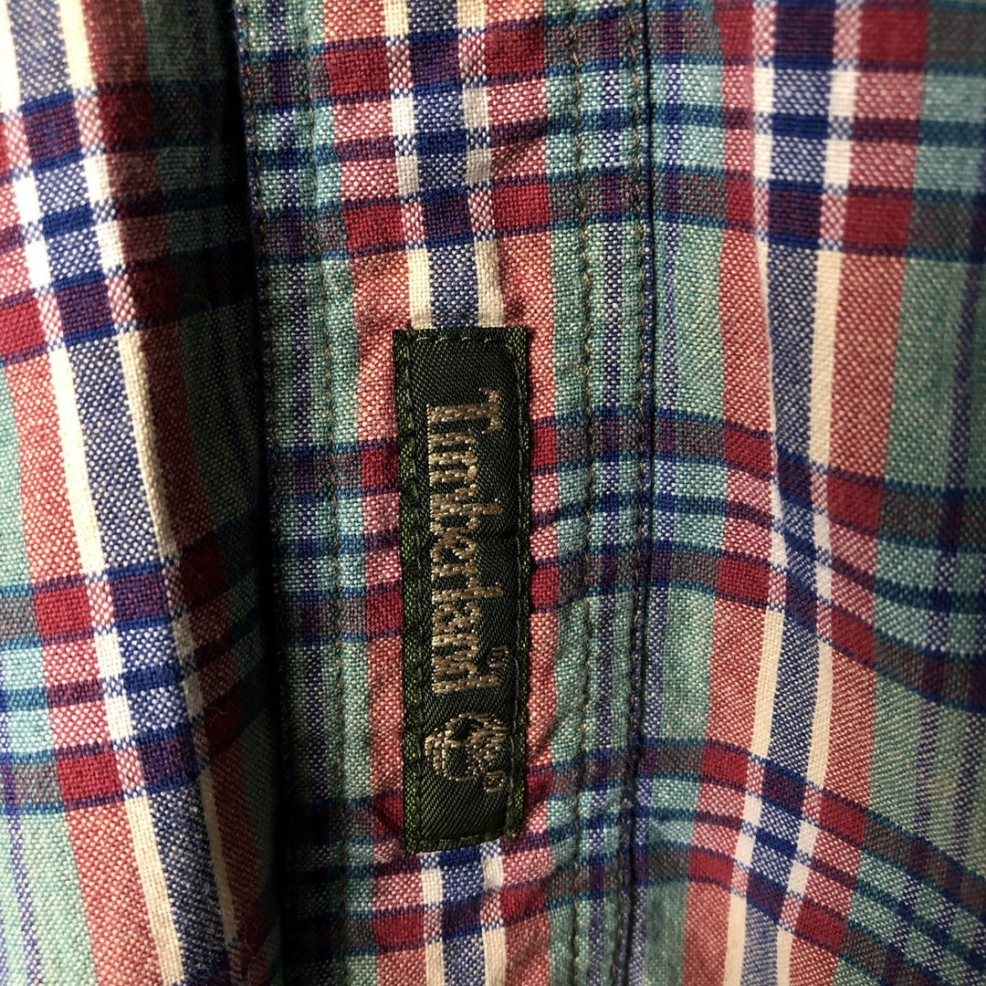 90'S Vintage Timberland WEATHERGEAR Short Sleeve Button-Down Check Shirt, Men's XL cotton green type Vintage Second Hand