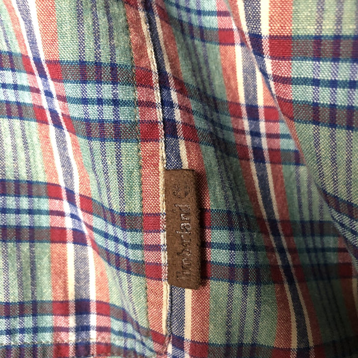 90'S Vintage Timberland WEATHERGEAR Short Sleeve Button-Down Check Shirt, Men's XL cotton green type Vintage Second Hand