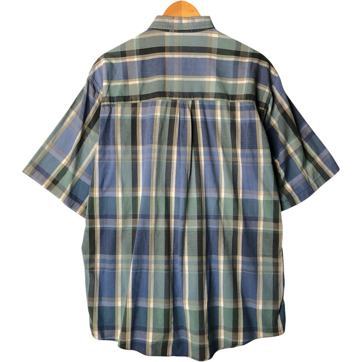 Burberry's short-sleeved button-down shirt, made in the USA, men's size XL cotton blue type Vintage Second Hand