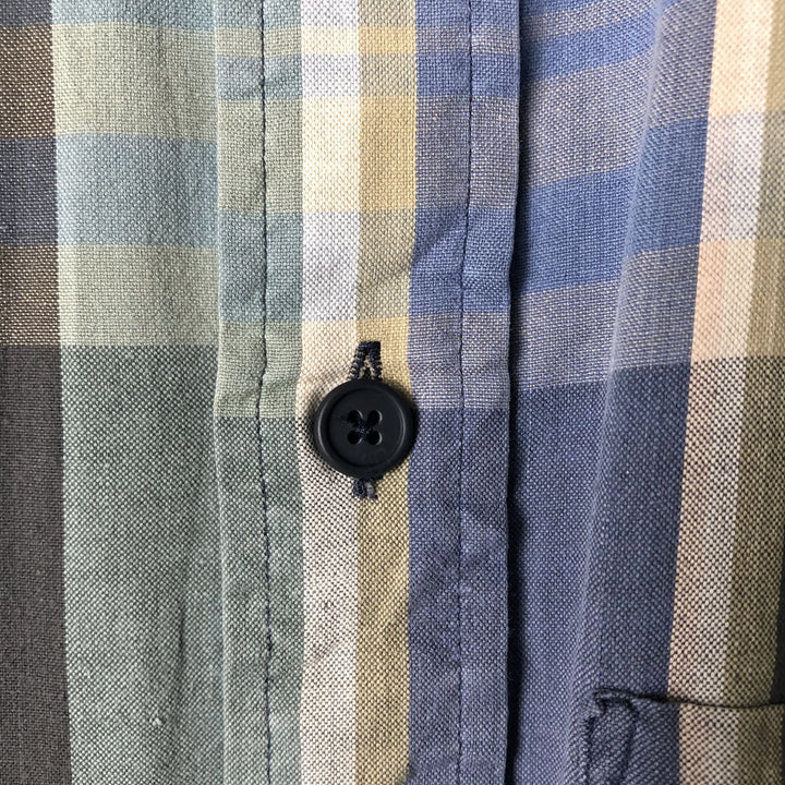 Burberry's short-sleeved button-down shirt, made in the USA, men's size XL cotton blue type Vintage Second Hand