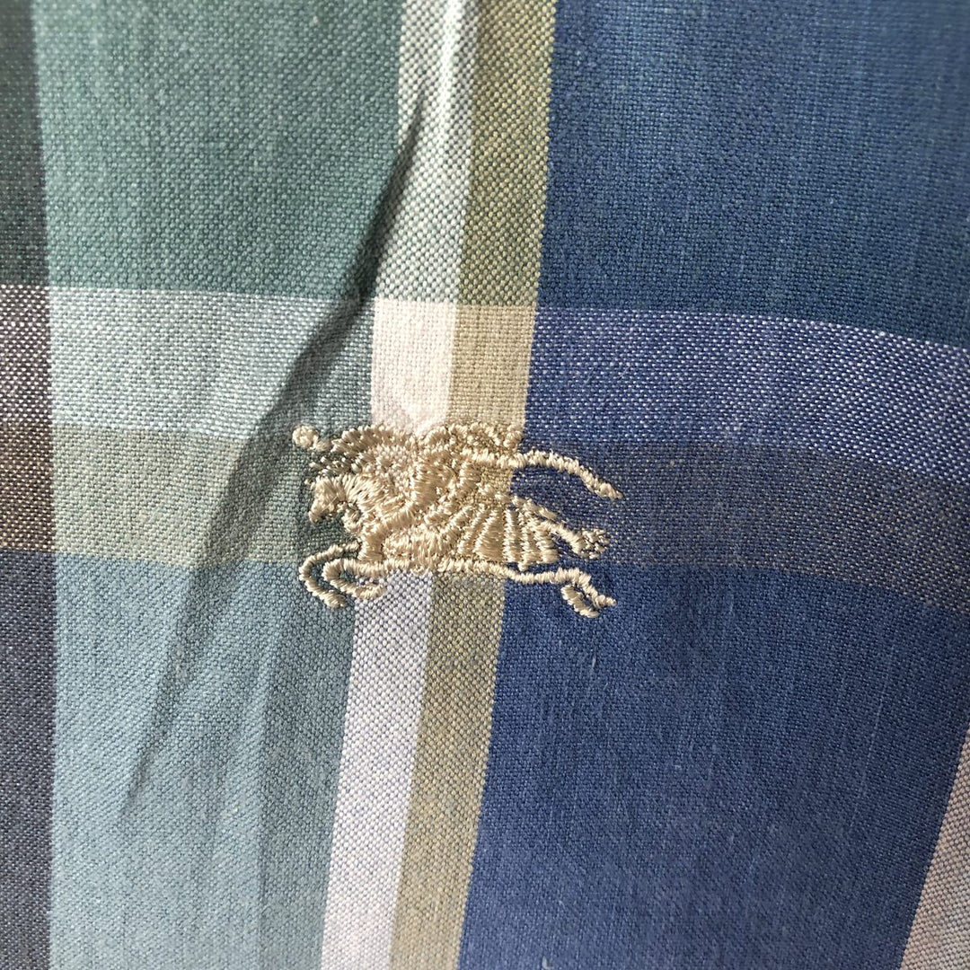 Burberry's short-sleeved button-down shirt, made in the USA, men's size XL cotton blue type Vintage Second Hand