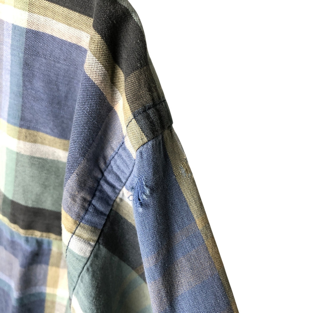 Burberry's short-sleeved button-down shirt, made in the USA, men's size XL cotton blue type Vintage Second Hand