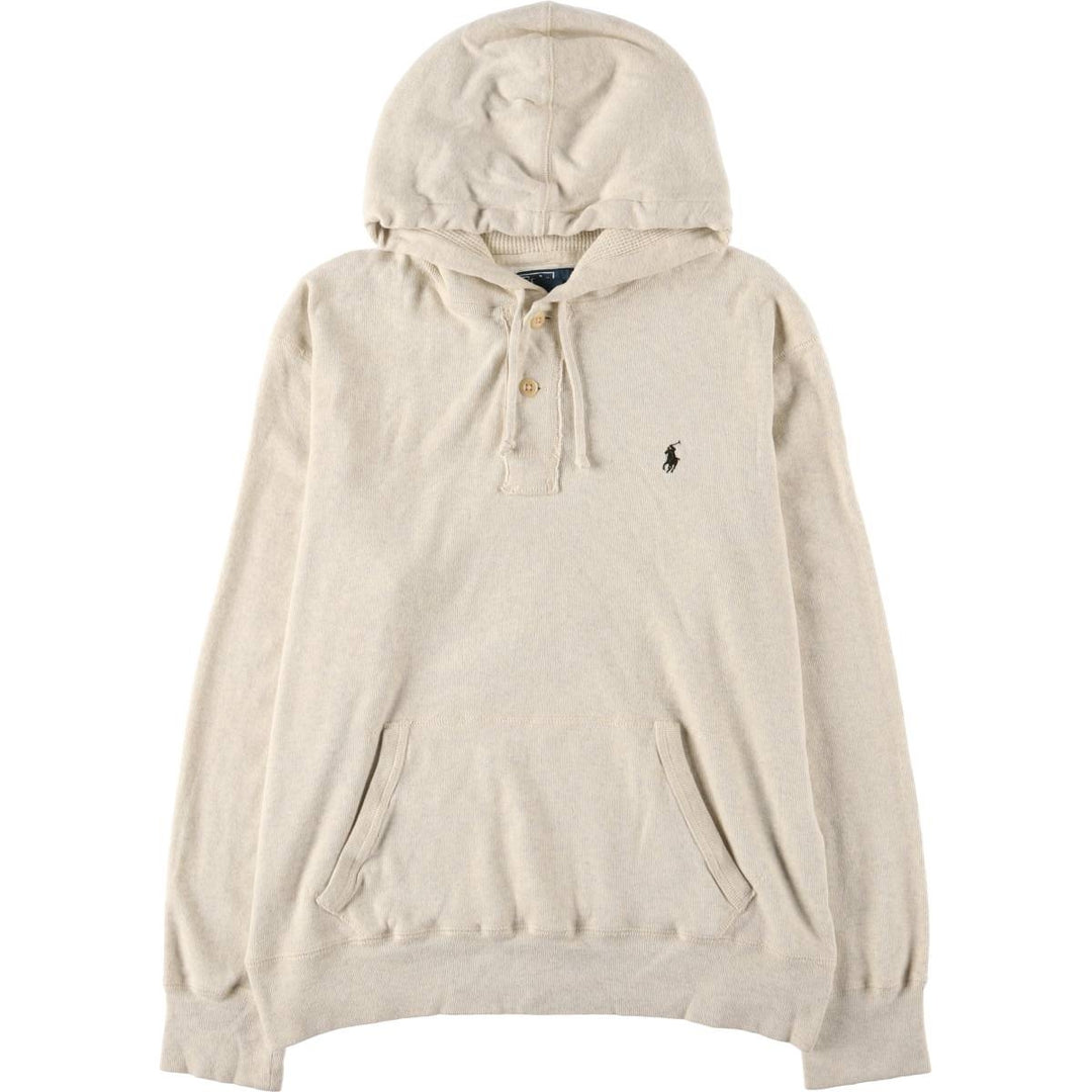 Ralph Lauren POLO by Ralph Lauren half-button sweatshirt pullover hoodie, men's size L cotton gray type Vintage Second Hand