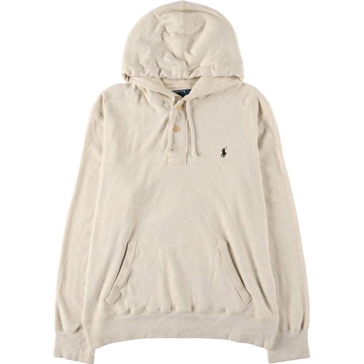 Ralph Lauren POLO by Ralph Lauren half-button sweatshirt pullover hoodie, men's size L cotton gray type Vintage Second Hand