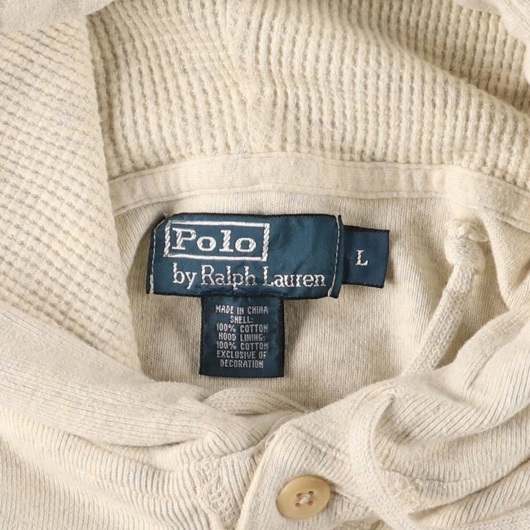 Ralph Lauren POLO by Ralph Lauren half-button sweatshirt pullover hoodie, men's size L cotton gray type Vintage Second Hand