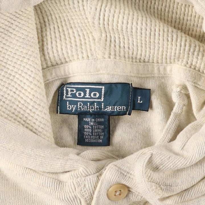 Ralph Lauren POLO by Ralph Lauren half-button sweatshirt pullover hoodie, men's size L cotton gray type Vintage Second Hand