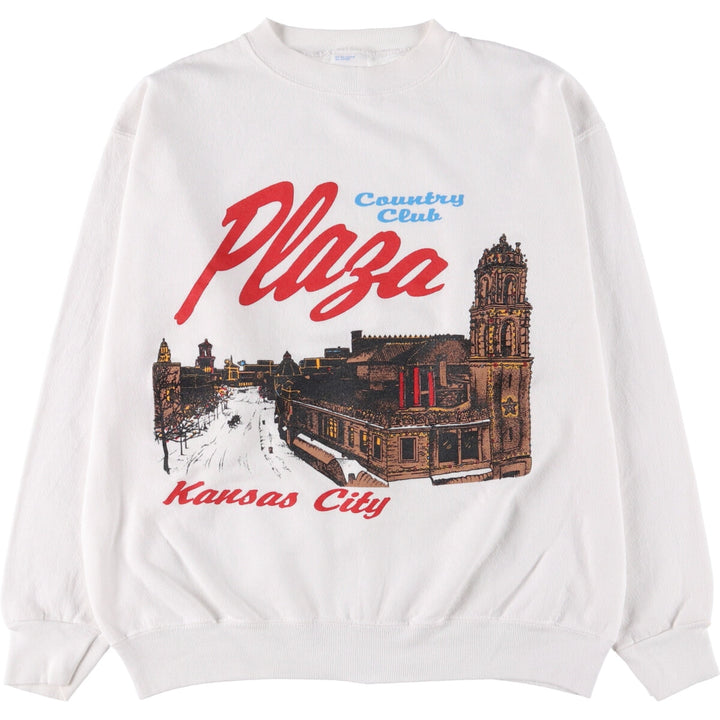 Printed sweatshirt, made in the USA, men's size XL cotton white type Vintage Second Hand