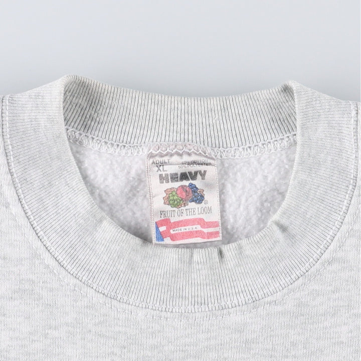 Vintage 90'S Fruit of the Loom Heavyweight College Sweatshirt, Made in USA, Men's Size XL cotton gray type Vintage Second Hand